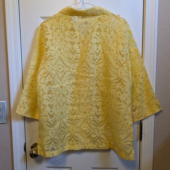 Allison Daley 2 Piece Set Yellow Button Up Lace Top and Matching Tank - Picture 4 of 13